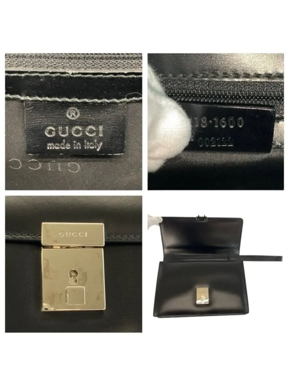 Gucci Black Silver Leather Clutch